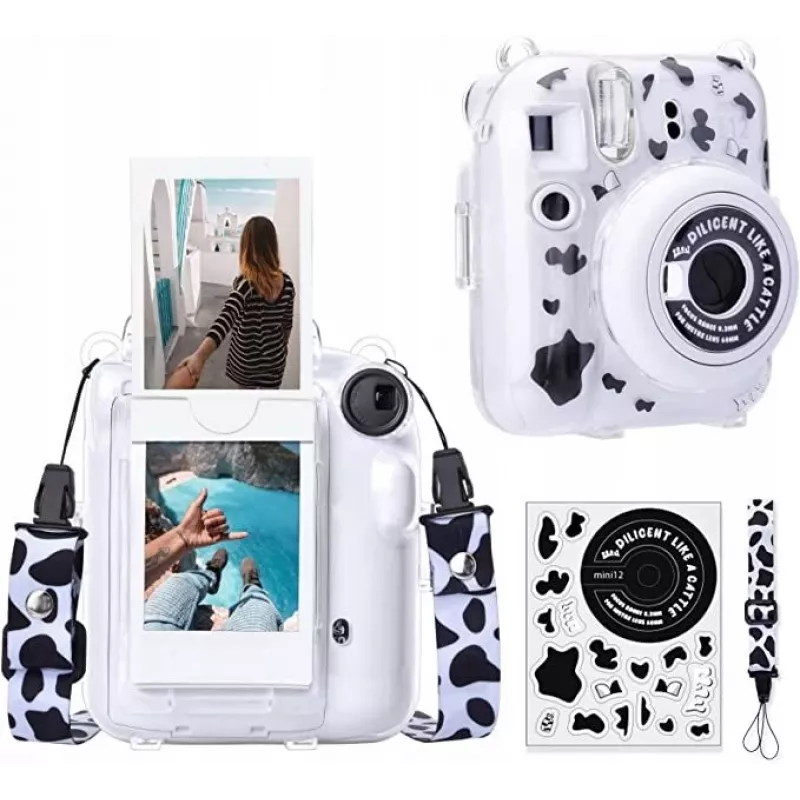 LOVEINSTANT Case für Fujifilm Instax Mini 12 mit Stickern - Kuhmuster