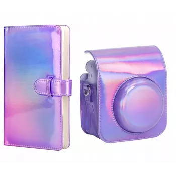 LOVEINSTANT Case Cover für Fujifilm Instax Mini 12 + Fotoalbum für 96 Fotos / Sparkle Purple
