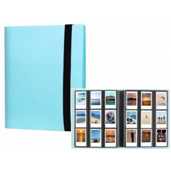 LOVEINSTANT Fotoalbum für 360 Fotos kompatibel mit Fujifilm Instax Mini, Xiaomi, Polaroid, Canon, HP, Kodak - Blau