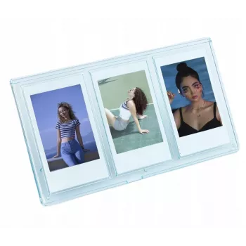 LOVEINSTANT Standbilderrahmen für 3 Fotos, kompatibel mit Fuji Instax Mini und Zink 2x3 inch-Abzügen - Blau