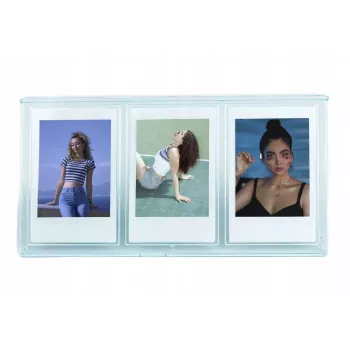 LOVEINSTANT Standbilderrahmen für 3 Fotos, kompatibel mit Fuji Instax Mini und Zink 2x3 inch-Abzügen - Blau