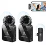 PULUZ PU647B 2x Kabelloses Lavalier-Mikrofon für iPhone Lightning