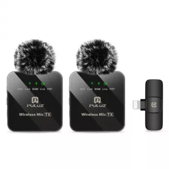 PULUZ PU647B 2x Kabelloses Lavalier-Mikrofon für iPhone Lightning