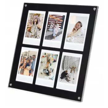 LOVEINSTANT Standbilderrahmen für 6 Fotos kompatibel mit Fujifilm Instax Mini / Xiaomi / Polaroid / Canon / HP / Kodak - Zink / Schwarz