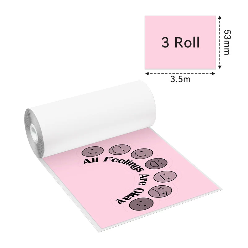 Phomemo Color Thermal Paper Rolls 53mm x 6,5m 3er-Pack für T02 M02 PRO M03 M04S