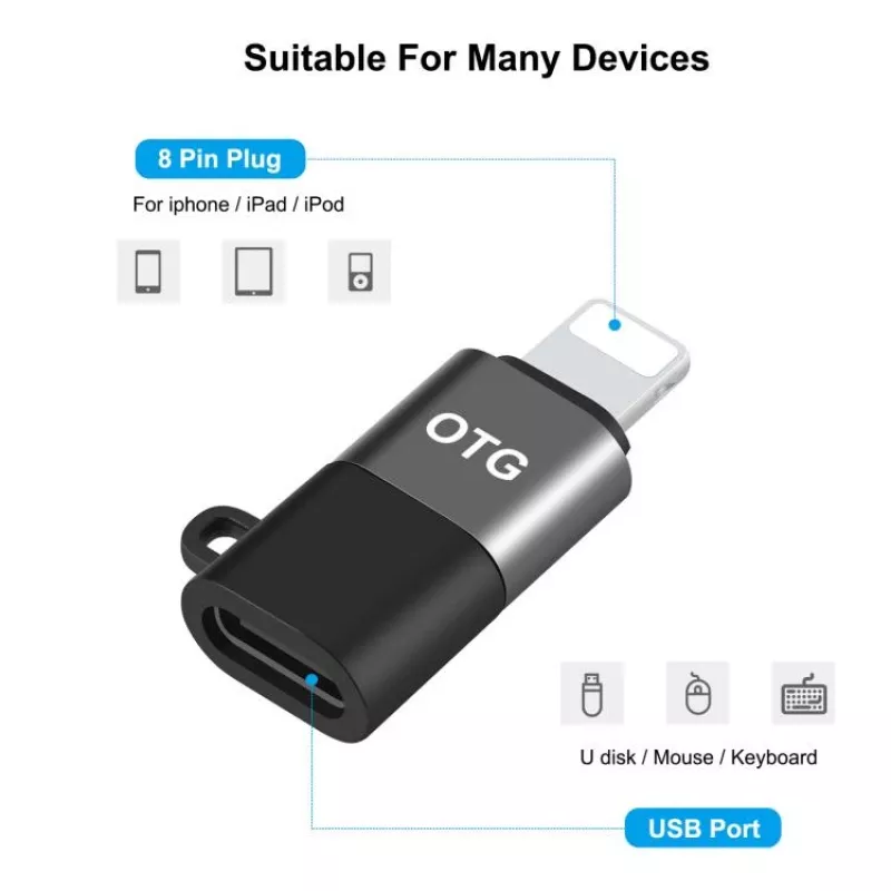 PULUZ Lightning auf USB-C OTG Adapter für iPhone, Schwarz (PU649B)
