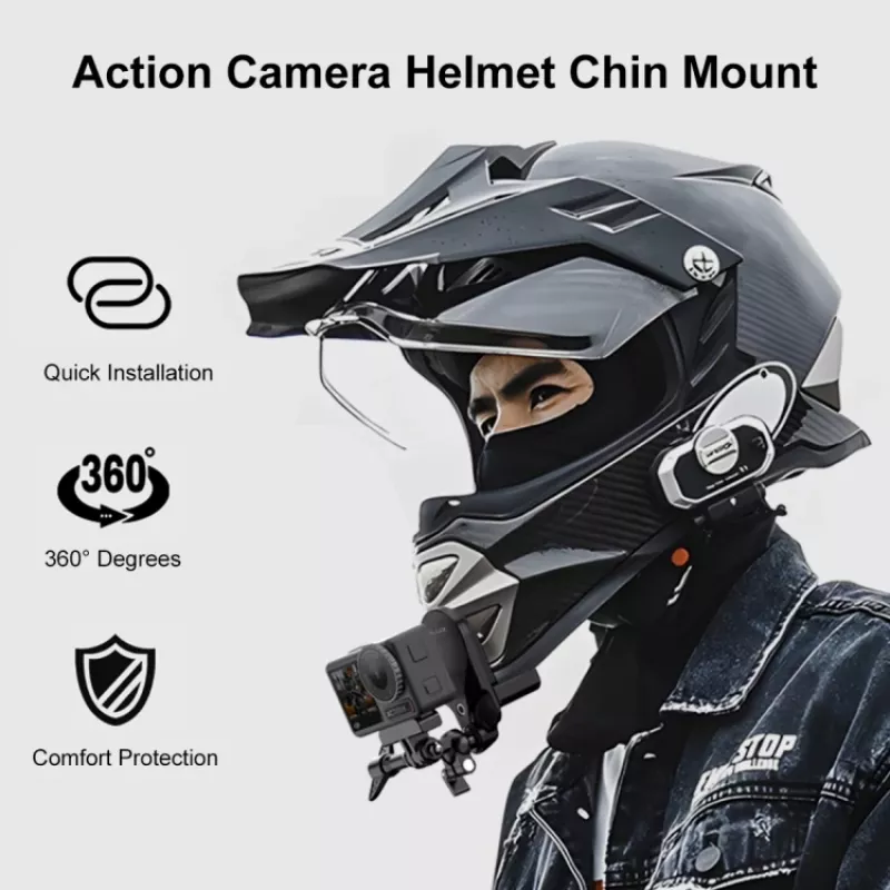 PULUZ Motorradhelm-Kinnhalterung für GoPro Hero 12 11 Mini 10 9 8 7 6 5 4 3+ Max - PU927B