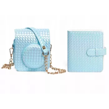 LOVEINSTANT 2-in-1 Set: Schutzhülle für Fuji Instax Mini 12 + Fotoalbum für 64 Fotos, Blau