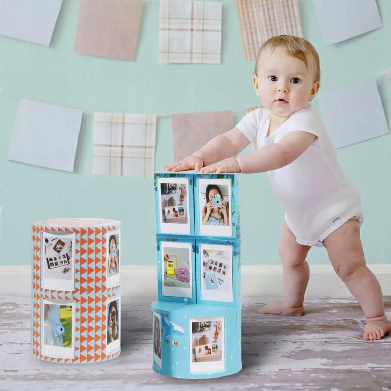 LOVEINSTANT Foldable Cube Photo Frame für 24 Instax Mini Prints - Sea Blue