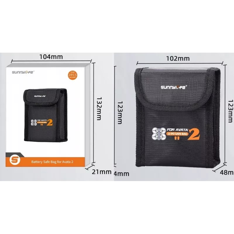 Sunnylife Fireproof Battery Safe Bag for DJI Avata 2 Battery (Holds 2 Batteries) AT2-DC782-2
