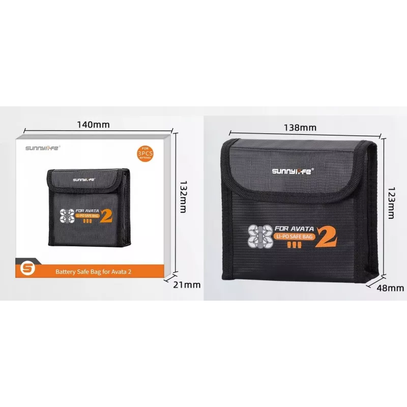 Sunnylife feuerfeste Tasche für 3x DJI Avata 2 Akkus AT2-DC783-3