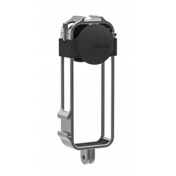 SUNNYLIFE Rahmenhalterung mit 2 Kaltgeräteschuhhalterungen und Silikon-Objektivdeckel für Insta360 X4 (Schwarz)