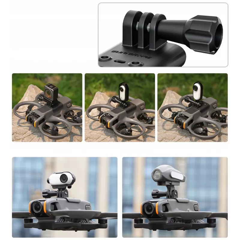 SUNNYLIFE Kamerahalterung für DJI Avata 2, GoPro & 1/4 inch-Gewinde, Schwarz/Grau