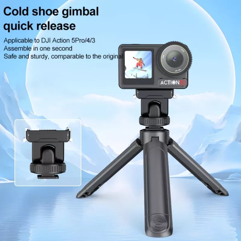 PULUZ Quick Release Mount Adapter 1/4 inch Thread Cold Shoe für DJI Osmo Action 3/4/5 Pro PU727B
