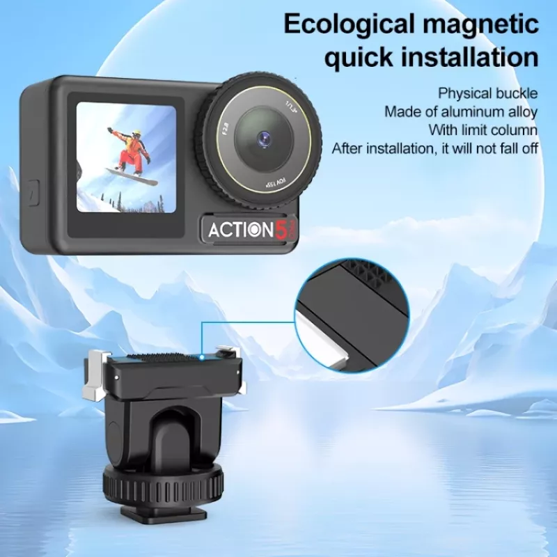 PULUZ Quick Release Mount Adapter 1/4 inch Thread Cold Shoe für DJI Osmo Action 3/4/5 Pro PU727B