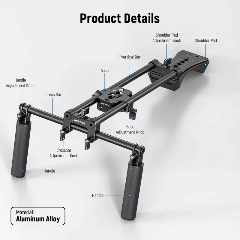 NEEWER SR004 DSLR Schulterrig Stabilisatorgriff für Kameras und DSLR-Camcorder