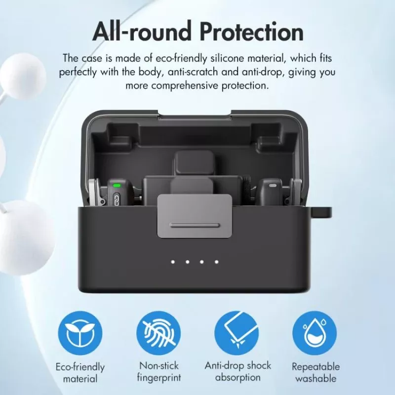 PULUZ Silikon-Schutzhülle für DJI Mic Mini Ladecase - Schwarz