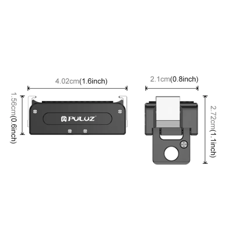 PULUZ 1/4 inch auf GoPro-Halterungsadapter für DJI Osmo Action 5 Pro / 4 / 3 - Schwarz