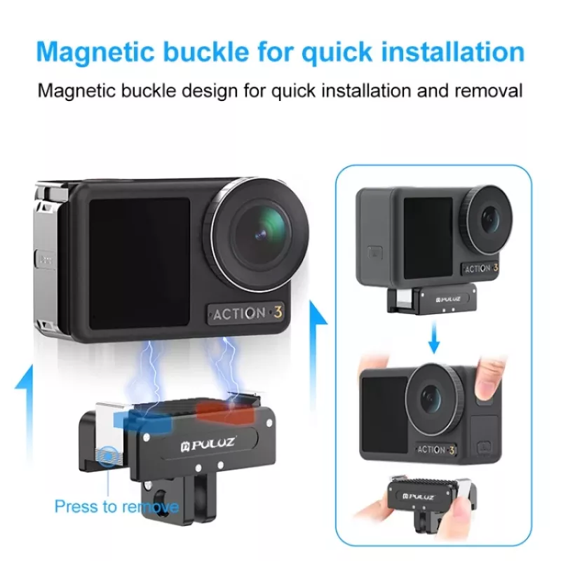 PULUZ 1/4 inch auf GoPro-Halterungsadapter für DJI Osmo Action 5 Pro / 4 / 3 - Schwarz