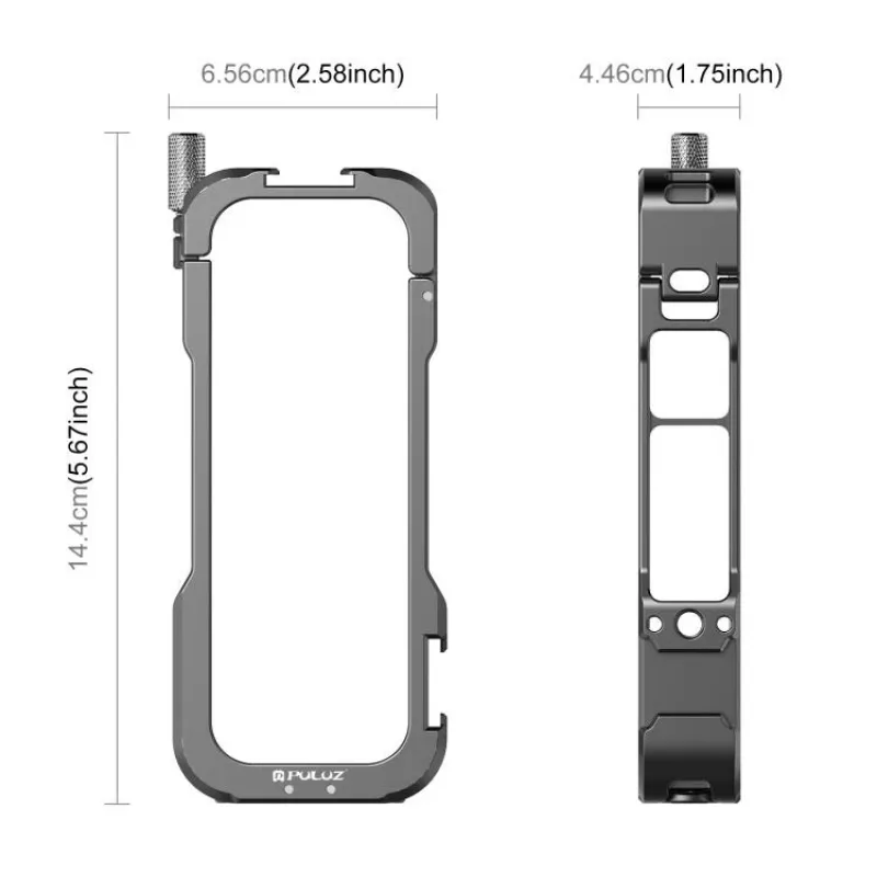PULUZ Rahmenhalter-Schutzhülle mit 2x Kaltgeräteschuhhalterungen und Objektivdeckel für Insta360 X4 (PU981B)