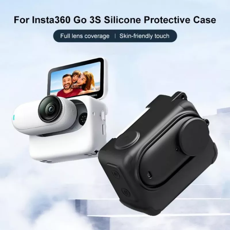 PULUZ Silikon-Schutzhülle mit Objektivdeckel für Insta360 GO 3 / GO 3S - Schwarz (PU772B)