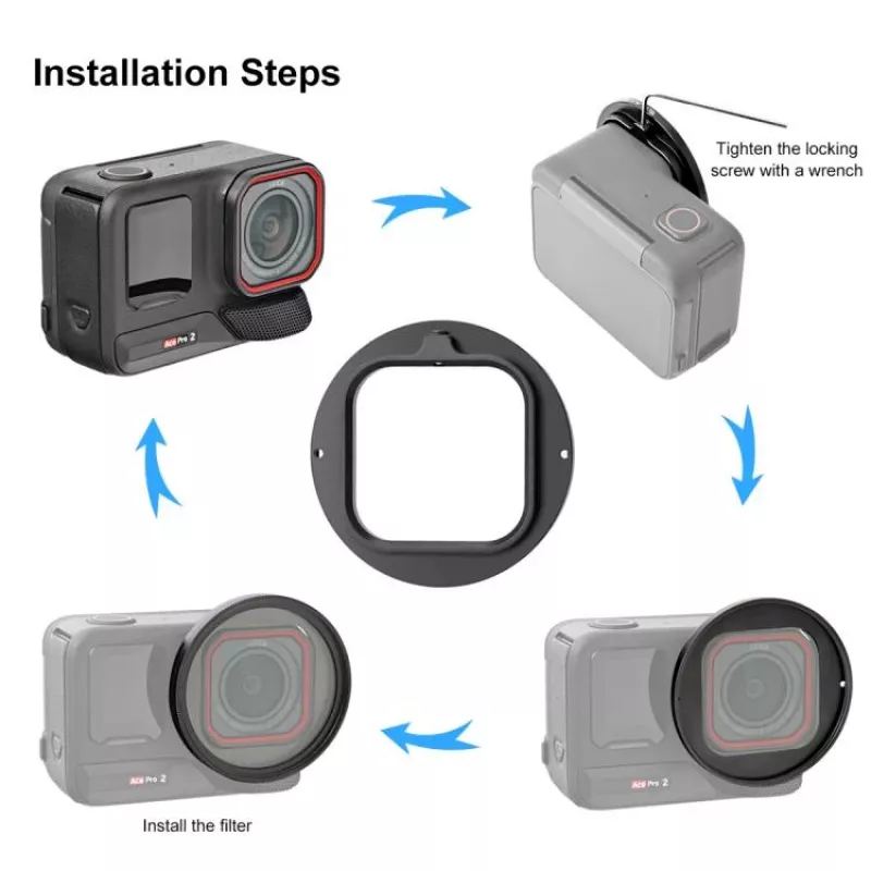 PULUZ 3-in-1 UV Filter Adapter Kit 52mm Lens Cap für Insta360 Ace Pro 2 / PU770B