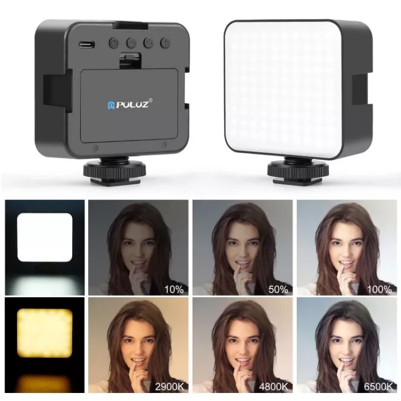 PULUZ LED Video Light 100 LEDs 5W Bi-Color 2900-6500K USB-C 1/4 inch Screw Mount for Camera/Phone PU4141B