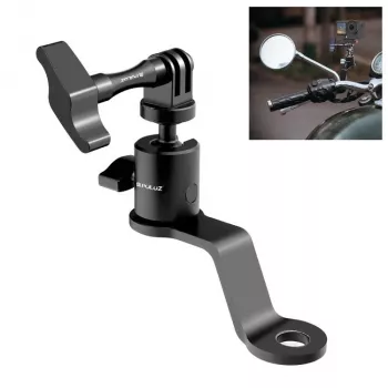 PULUZ Spiegelhalterung für Motorrad, Quad, Roller, Fahrrad - Universelle Lenker- & Spiegelarmhalterung für Smartphone, Actionkamera, GoPro - PU1056B