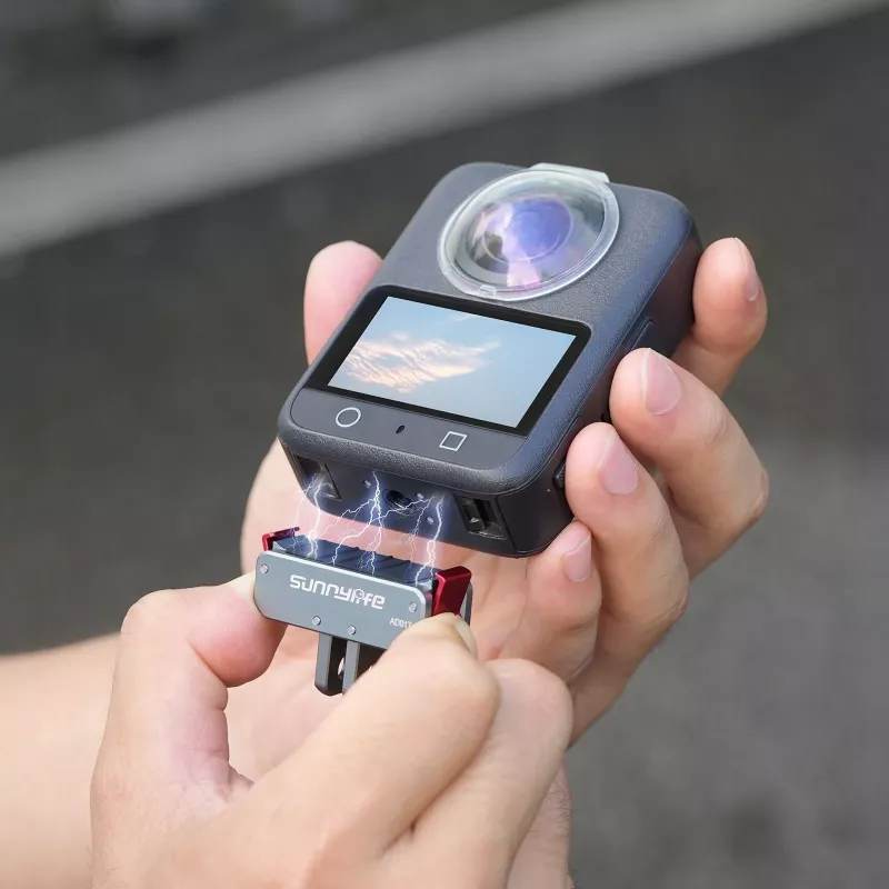 SUNNYLIFE Magnetic Quick Release Adapter mit 1/4 inch-Gewinde und GoPro-Halterung für DJI Osmo Action 5 Pro / 4 / 3, AD017-T