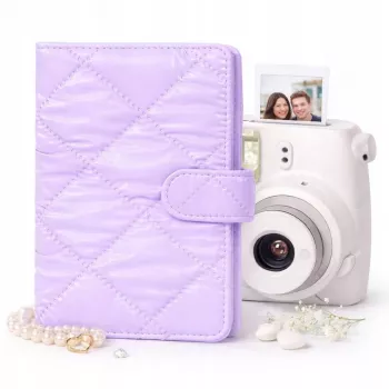 LOVEINSTANT Fotoalbum für 108 Fotos kompatibel mit Fujifilm Instax Mini 12 40 11 9 8 7 Evo LiPlay Link, lila gesteppt