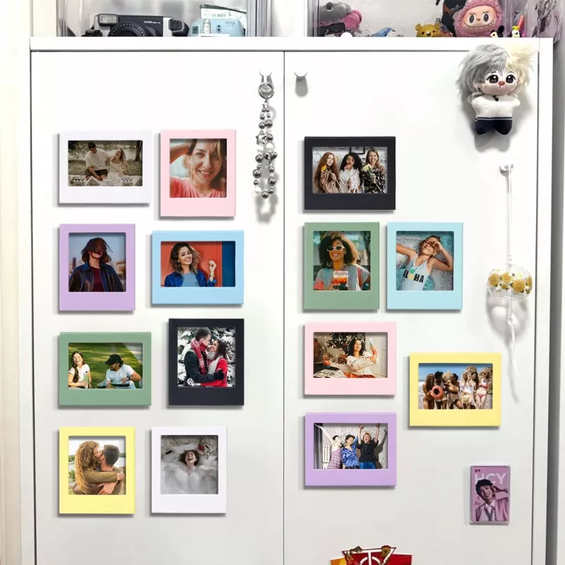 LOVEINSTANT Magnetischer Bilderrahmen-Set 7x Rahmenmagnet für Polaroid I-Type 600 SX-70 Schwarz