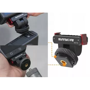 SUNNYLIFE Magnetic Quick Release Mount mit Kaltgerätestecker und 1/4 Zoll Gewinde für DJI Osmo Action 5 Pro / 4 / 3 / 2 - Schwarz