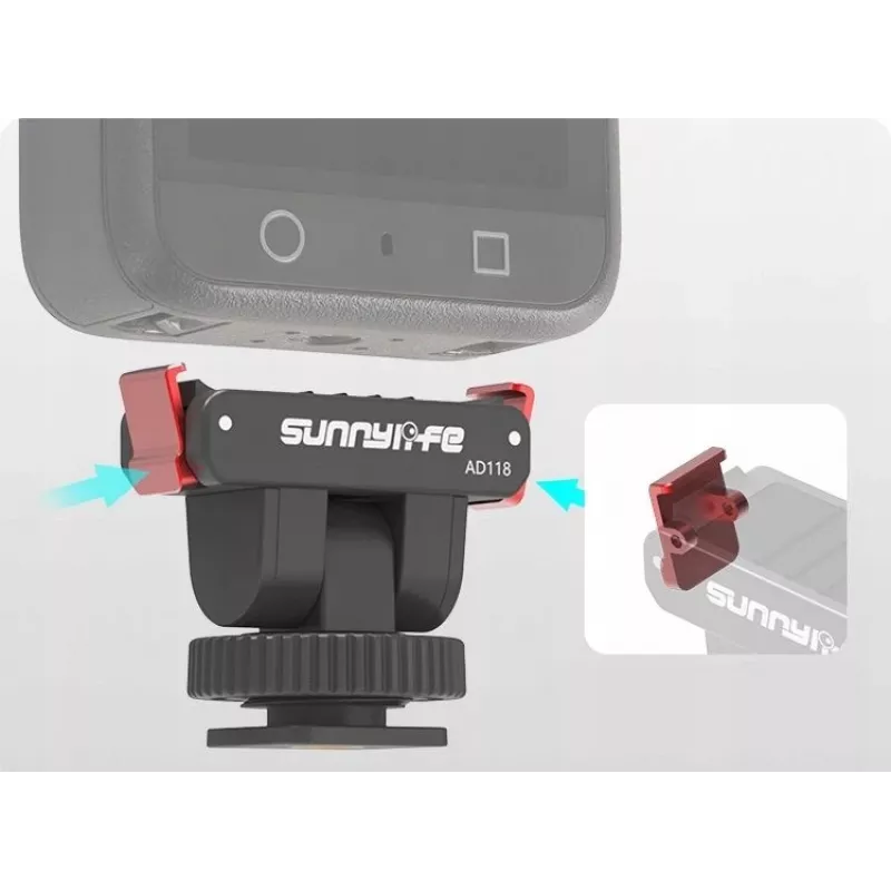 SUNNYLIFE Magnetic Quick Release Mount mit Kaltgerätestecker und 1/4 Zoll Gewinde für DJI Osmo Action 5 Pro / 4 / 3 / 2 - Schwarz
