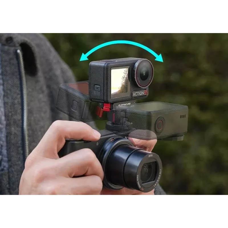 SUNNYLIFE Magnetic Quick Release Mount mit Kaltgerätestecker und 1/4 Zoll Gewinde für DJI Osmo Action 5 Pro / 4 / 3 / 2 - Schwarz