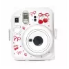LOVEINSTANT Hartschalen-Schutzhülle für Fujifilm Instax Mini 12 - Rot-Kirschen-Muster mit Schultergurt