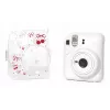 LOVEINSTANT Hartschalen-Schutzhülle für Fujifilm Instax Mini 12 - Rot-Kirschen-Muster mit Schultergurt