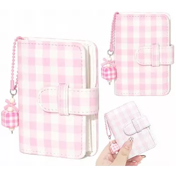 LOVEINSTANT Pocket Photo Album für 28 Instax Mini Fotos - Gittermuster - Pink