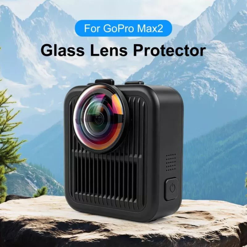 PULUZ 2x Tempered Glass Lens Protector for GoPro Max 2 - Black Frame