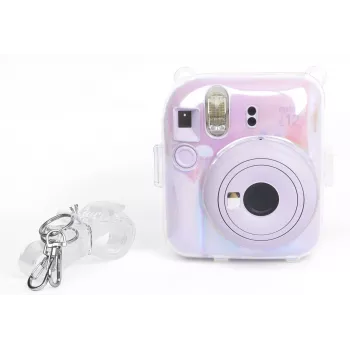 LOVEINSTANT 2-in-1 Set Case Cover Pouch für Fuji Instax Mini 12 Fotoaufbewahrungsbox Transparent Shimmer