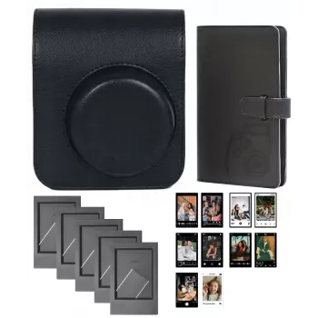 LOVEINSTANT 4-in-1 Zubehör-Set für Fujifilm Instax Mini 41 - Schwarze Tasche, Album, Rahmen & Aufkleber