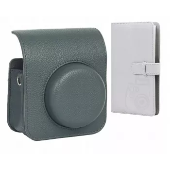 LOVEINSTANT Kameratasche & Fotoalbum-Set für Fujifilm Instax Mini 41, Grau, für 96 Fotos