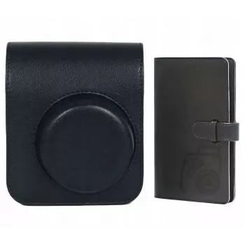 LOVEINSTANT Case Cover Pouch für Fujifilm Instax Mini 41 + Fotoalbum für 96 Fotos / Schwarz