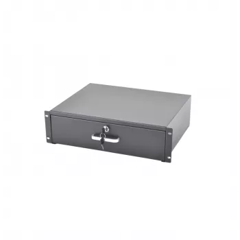 RACKTEL RL-SZ3U 3U Schublade zum Herausziehen für 19-Zoll-Racks, Schwarz (RAL 9005)