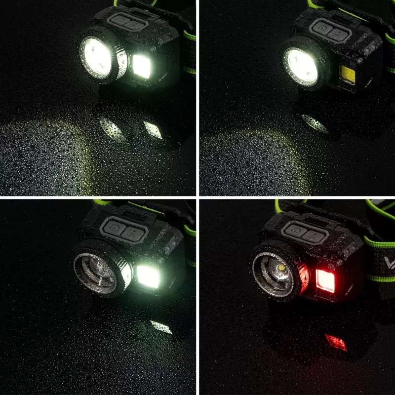 VAYOX VA0098 Akku-Stirnlampe, 500 lm, Zoom, Bewegungssensor, Hybridbetrieb (1200 mAh / AAA)