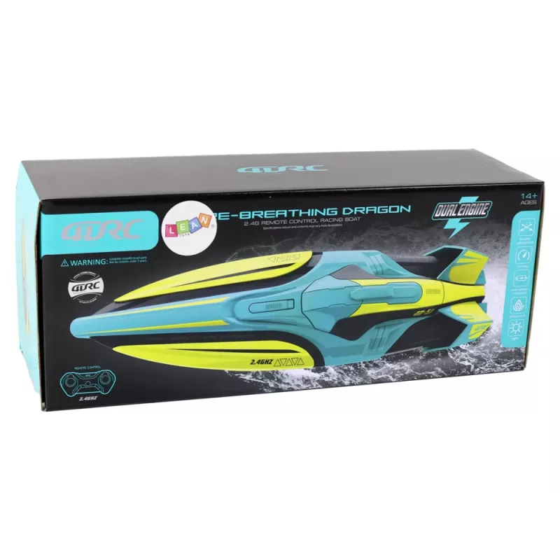LEAN TOYS RC Water Boat 2.4G Yellow-Turquoise Waterproof Remote Control
