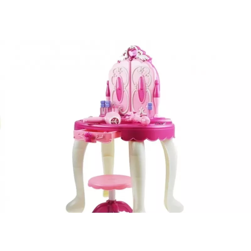 LEAN TOYS Schminktisch mit Licht & Sound, Hocker, MP3-Eingang, Magie