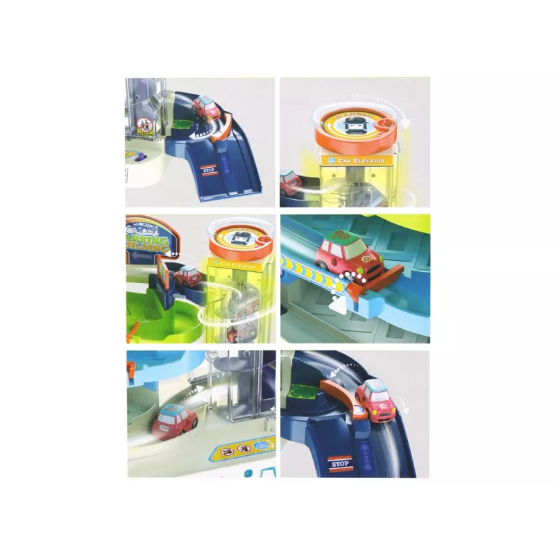 LEAN TOYS Interaktives mehrstöckiges Parkhaus für Autos, Lichter und Geräusche