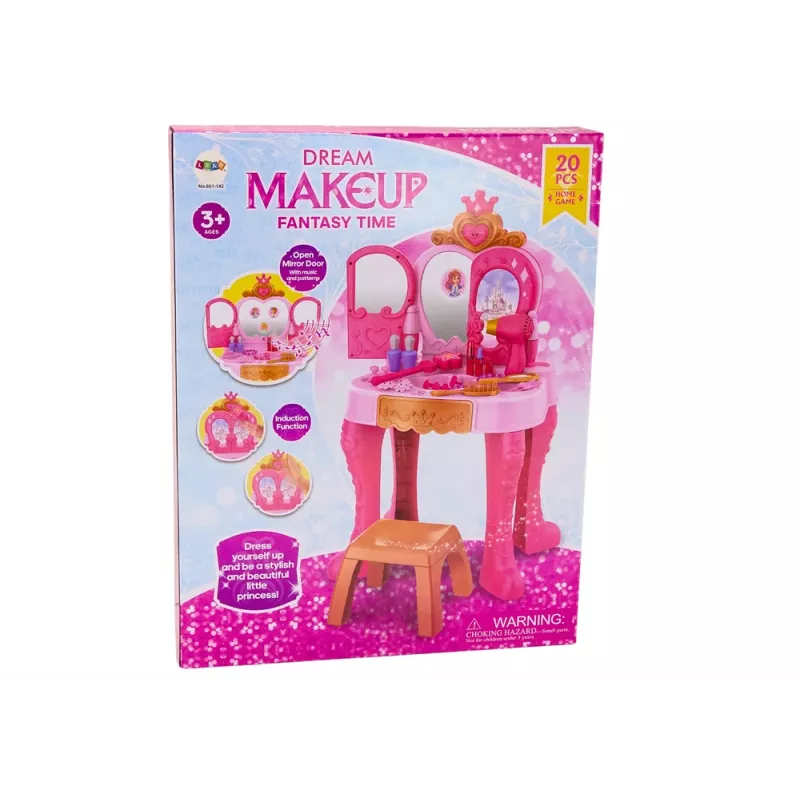 LEAN TOYS Kinderschminktisch mit Gestensensor-Zubehör, Pink