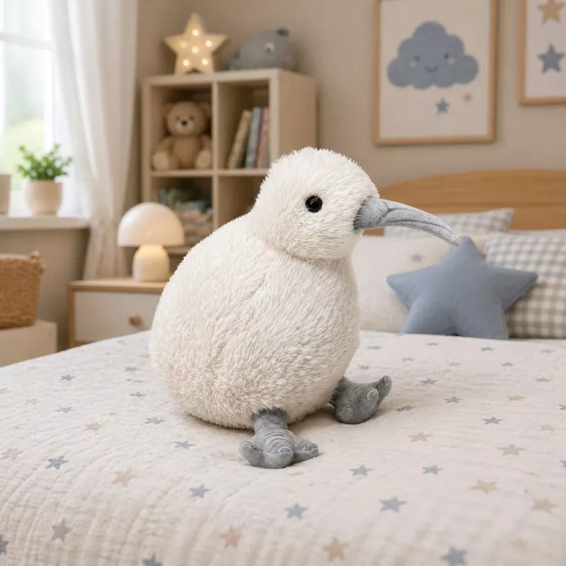 LEAN TOYS Plüsch-Kiwi-Vogel Maskottchen Kuscheltier Weiß 17 cm