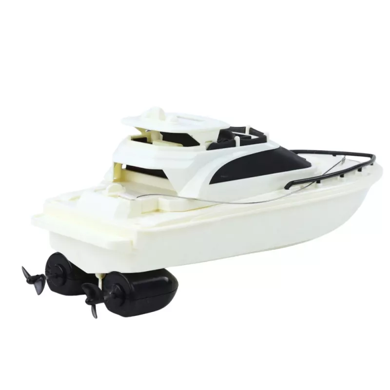 LEAN TOYS ferngesteuertes RC Motorboot, batteriebetrieben, schwarz-weiß